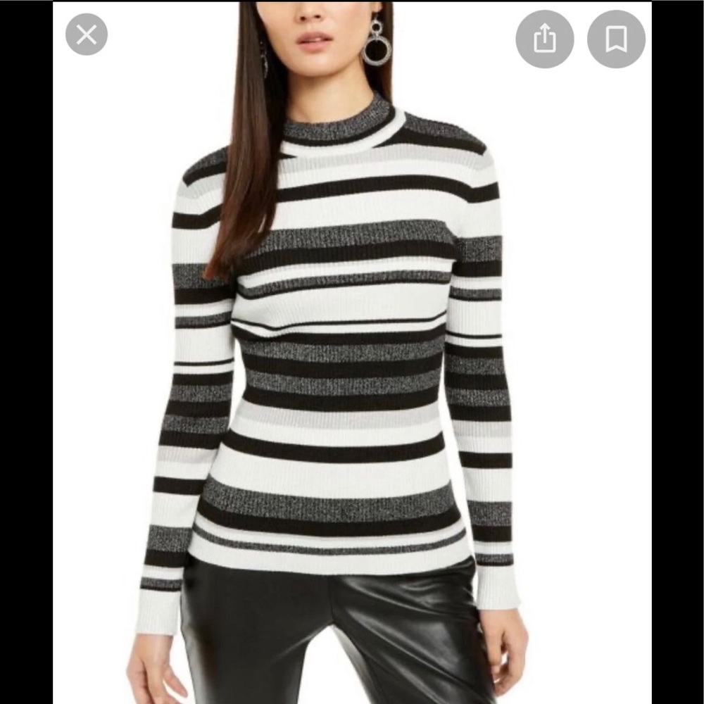 Glittery Gray striped INC sweater L
